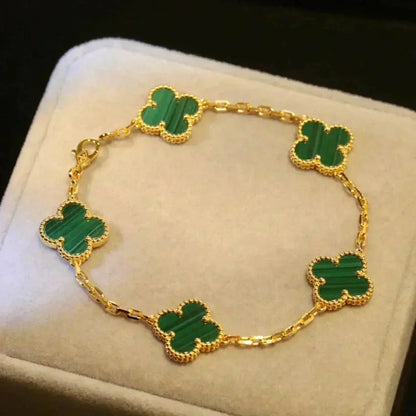 [Polaidi Jewelry] CLOVER 5 MOTIF MALACHITE BRACELET COLLECTION