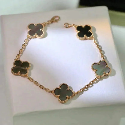 [：Polaidi Jewelry]CLOVER 5 MOTIF GRAY MOP  BRACELET