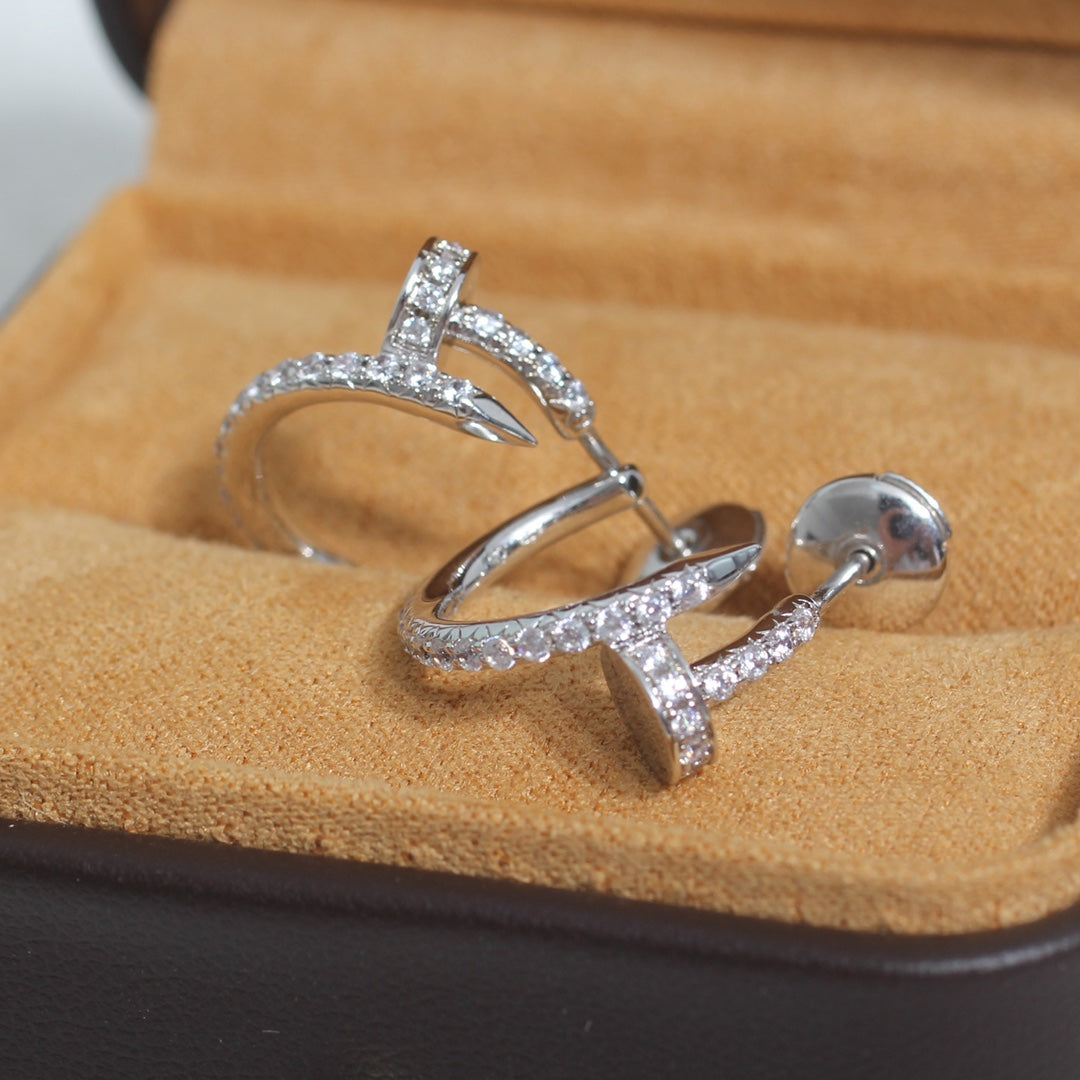 [：Polaidi Jewelry]JUSTE EARRINGS 12.75MM SILVER DIAMOND