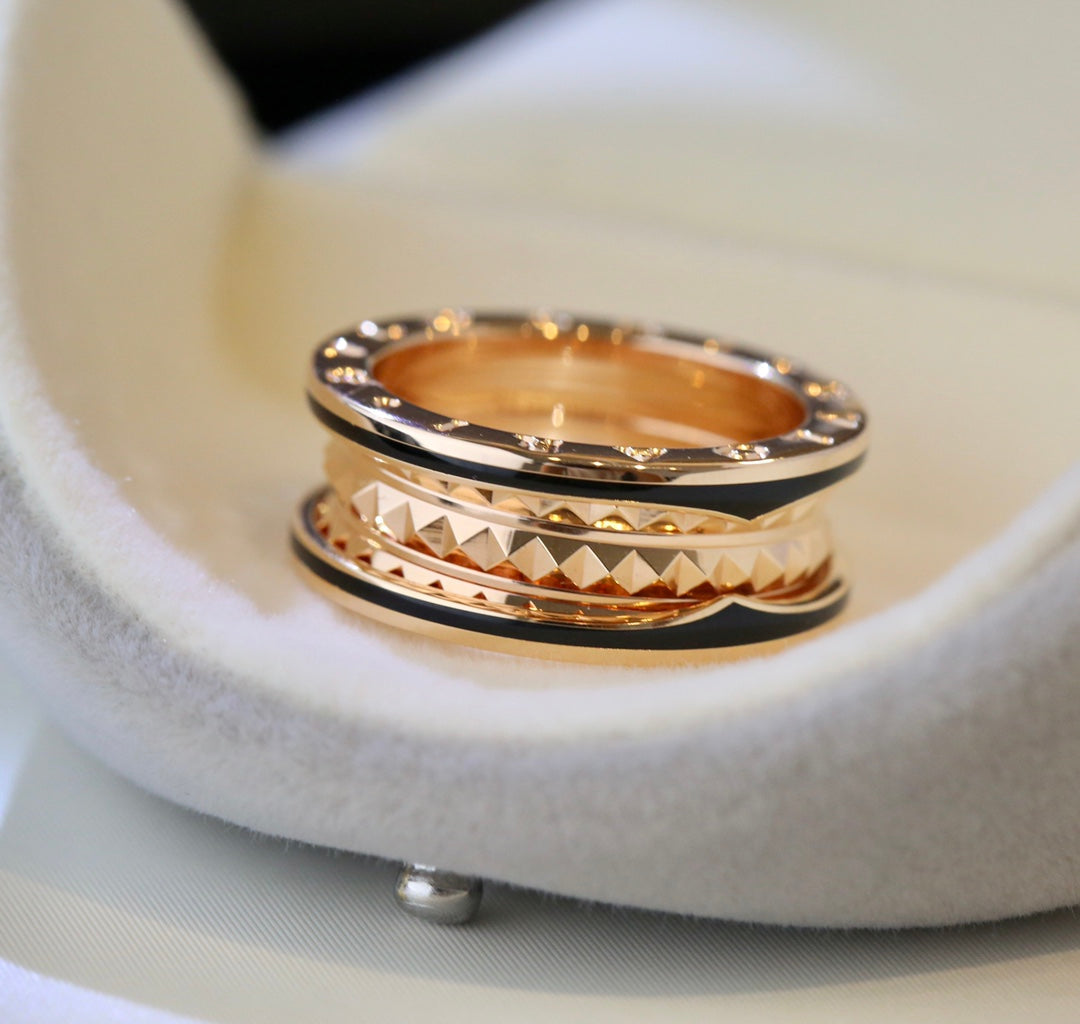 [Polaidi Jewelry]ZERO 1 PINK GOLD BLACK CERAMIC RING