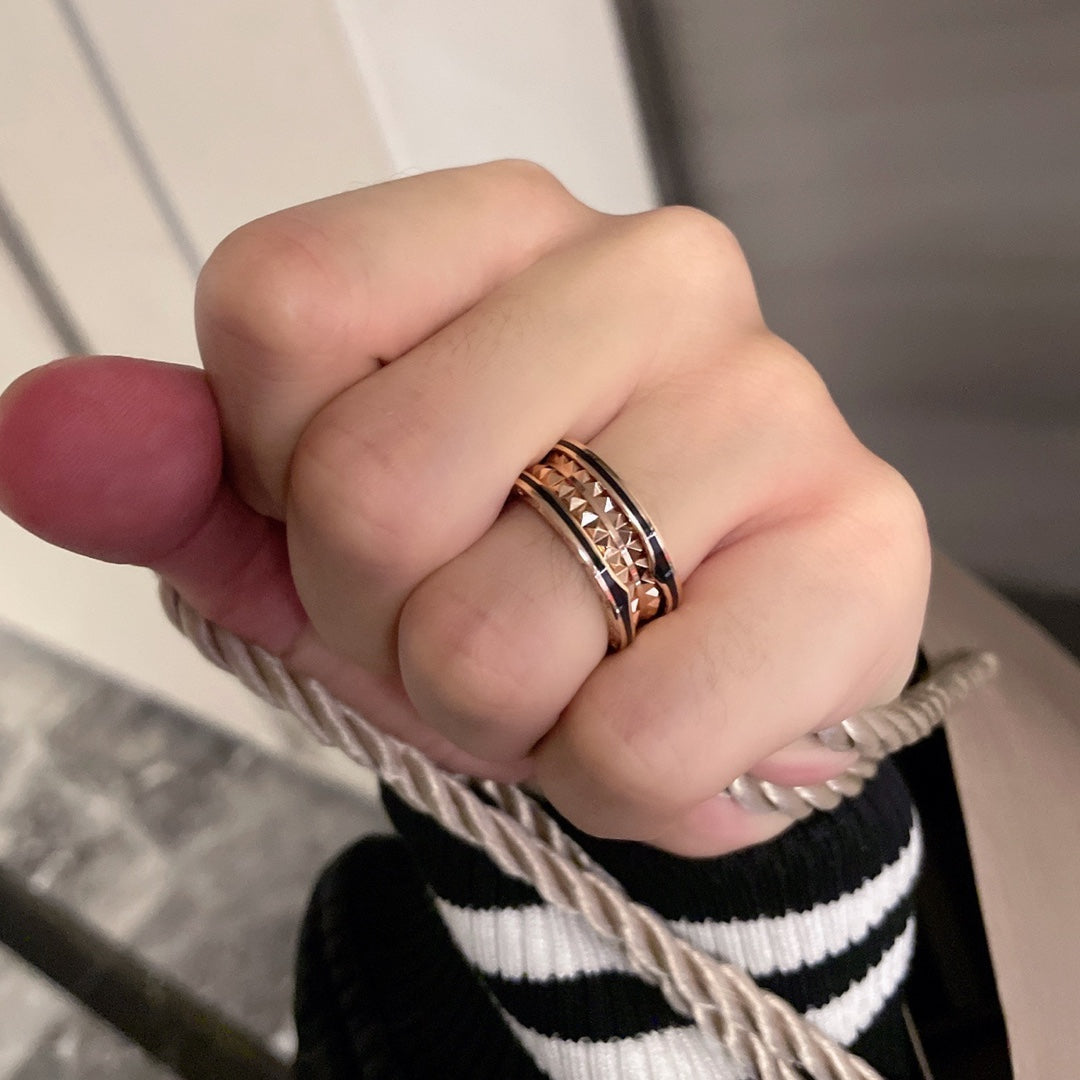 [Polaidi Jewelry]ZERO 1 PINK GOLD BLACK CERAMIC RING