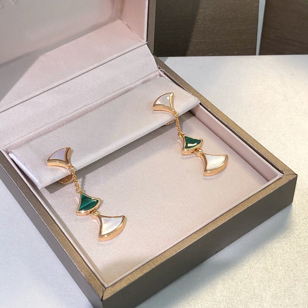 [Polaidi Jewelry]DREAM EARRINGS 3 MOTIFS MALACHITE MOP PINK GOLD