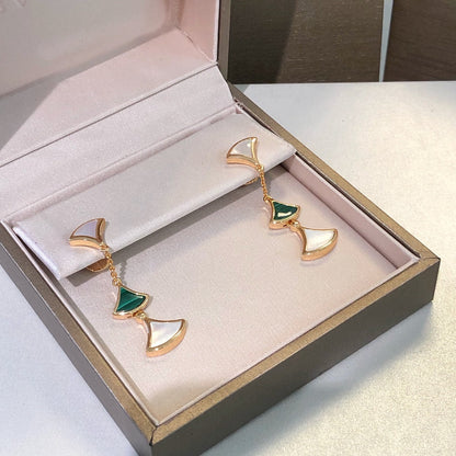 [Polaidi Jewelry]DREAM EARRINGS 3 MOTIFS MALACHITE MOP PINK GOLD