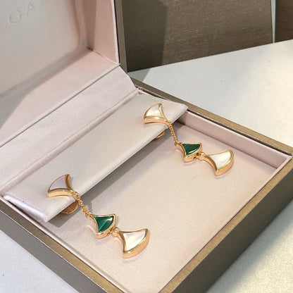 [Polaidi Jewelry]DREAM EARRINGS 3 MOTIFS MALACHITE MOP PINK GOLD