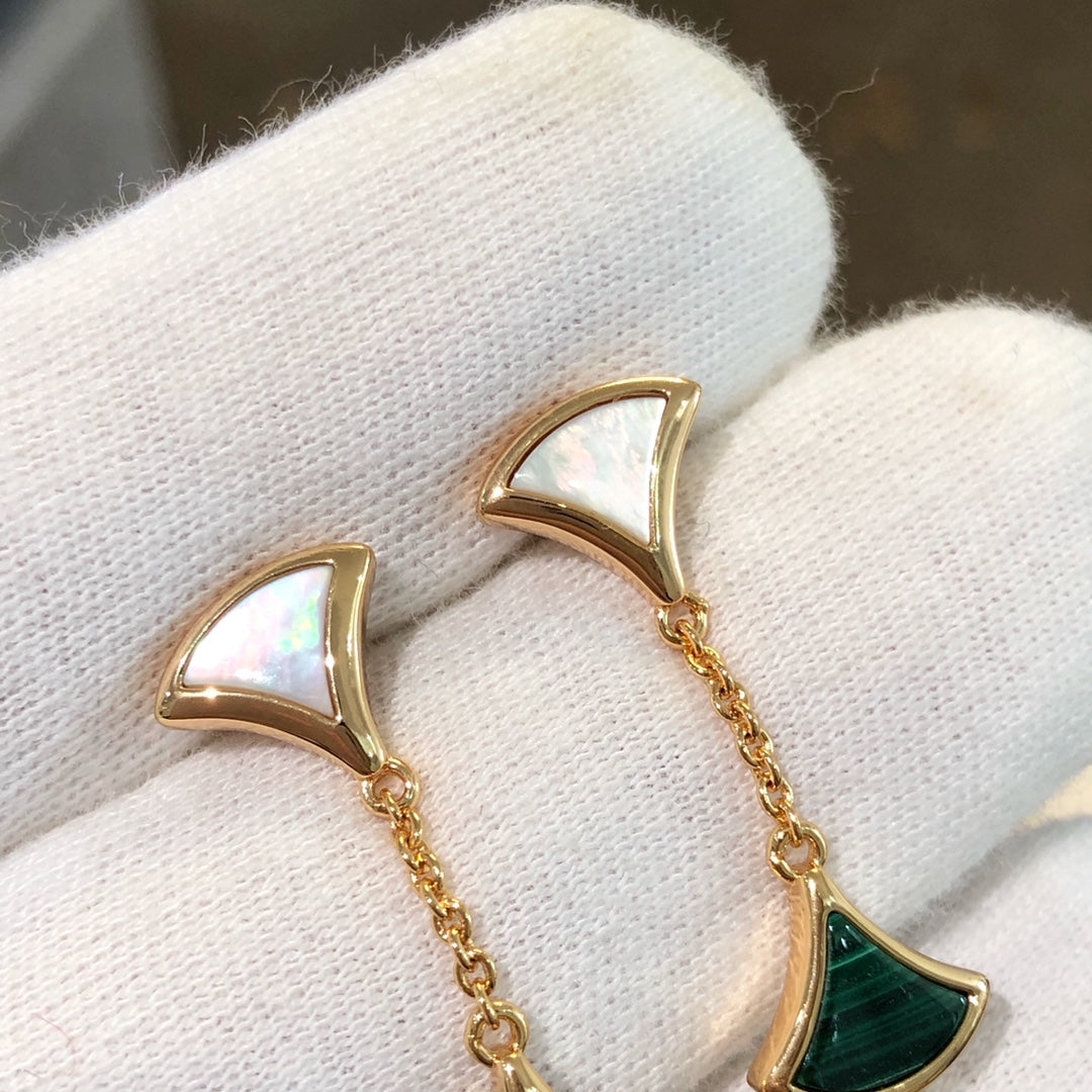 [Polaidi Jewelry]DREAM EARRINGS 3 MOTIFS MALACHITE MOP PINK GOLD