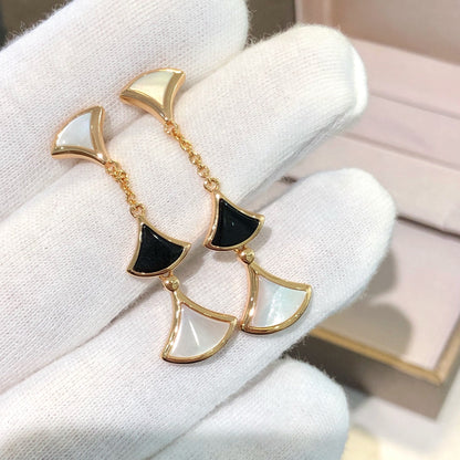 [Polaidi Jewelry]DREAM EARRINGS 3 MOTIFS ONYX MOP PINK GOLD
