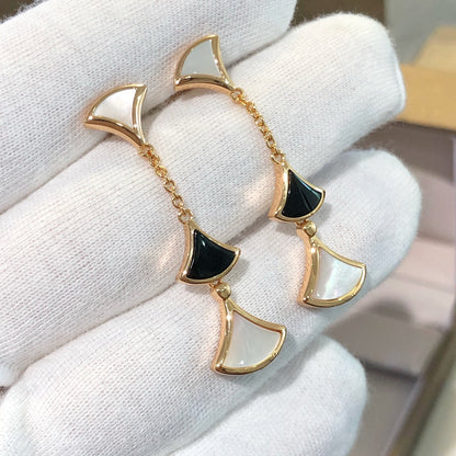 [Polaidi Jewelry]DREAM EARRINGS 3 MOTIFS ONYX MOP PINK GOLD