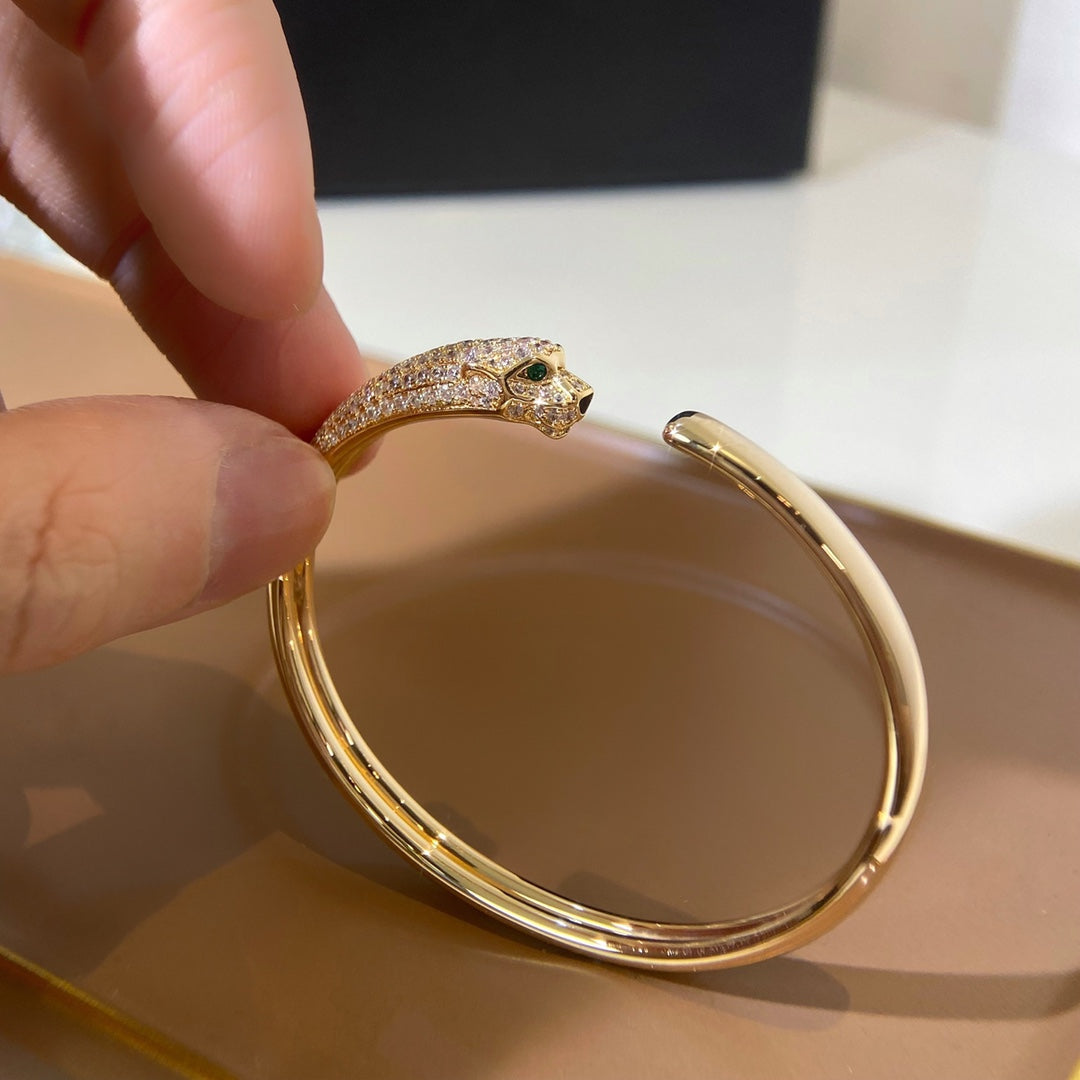 [：Polaidi Jewelry]PANTHERE GOLD DIAMOND OPEN BRACELET