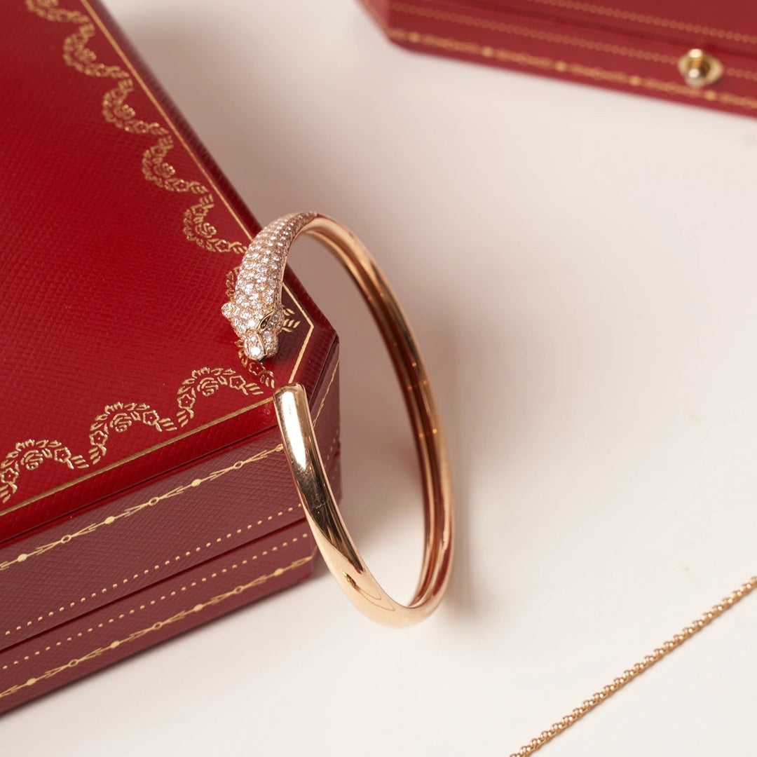 [：Polaidi Jewelry]PANTHERE ROSE GOLD DIAMOND OPEN BRACELET
