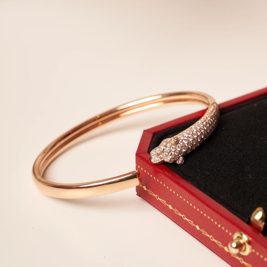 [：Polaidi Jewelry]PANTHERE ROSE GOLD DIAMOND OPEN BRACELET