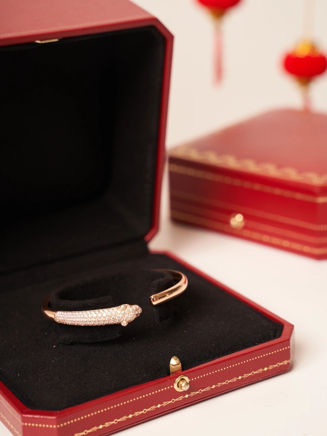 [Polaidi Jewelry]PANTHERE ROSE GOLD DIAMOND OPEN BRACELET