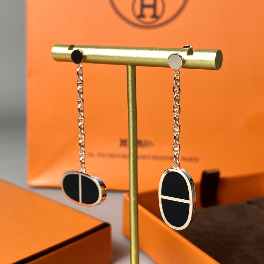 [：Polaidi Jewelry]CHAINE VERSO BLACK CERAMIC EARRINGS