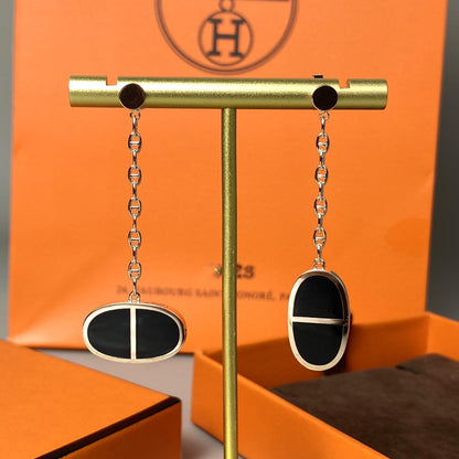 [Polaidi Jewelry]CHAINE VERSO BLACK CERAMIC EARRINGS