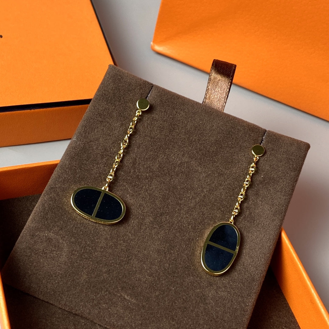 [：Polaidi Jewelry]CHAINE VERSO BLACK CERAMIC EARRINGS