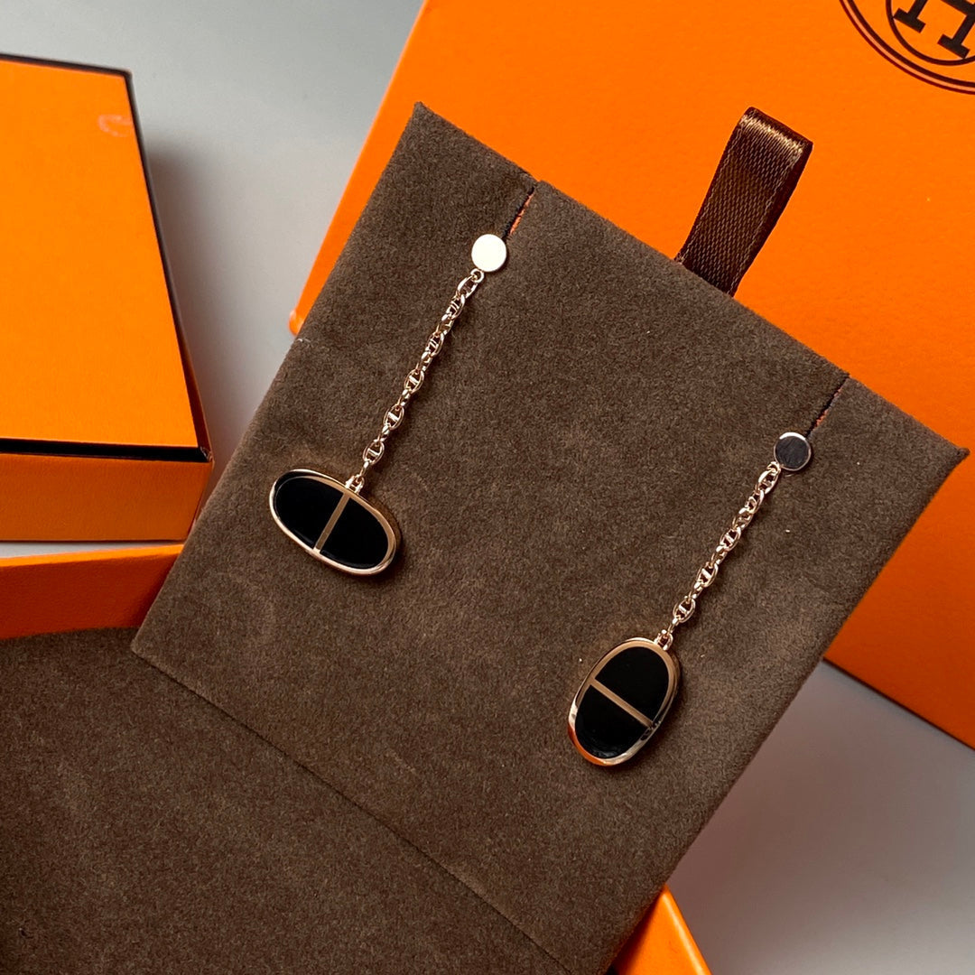 [：Polaidi Jewelry]CHAINE VERSO BLACK CERAMIC EARRINGS