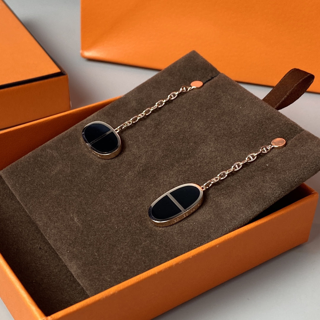 [：Polaidi Jewelry]CHAINE VERSO BLACK CERAMIC EARRINGS