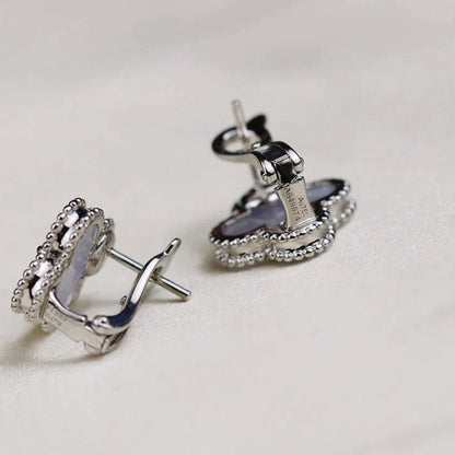 [Polaidi Jewelry]CLOVER MEDIUM 1 MOTIFS  WHITE MOP EARRINGS SILVER