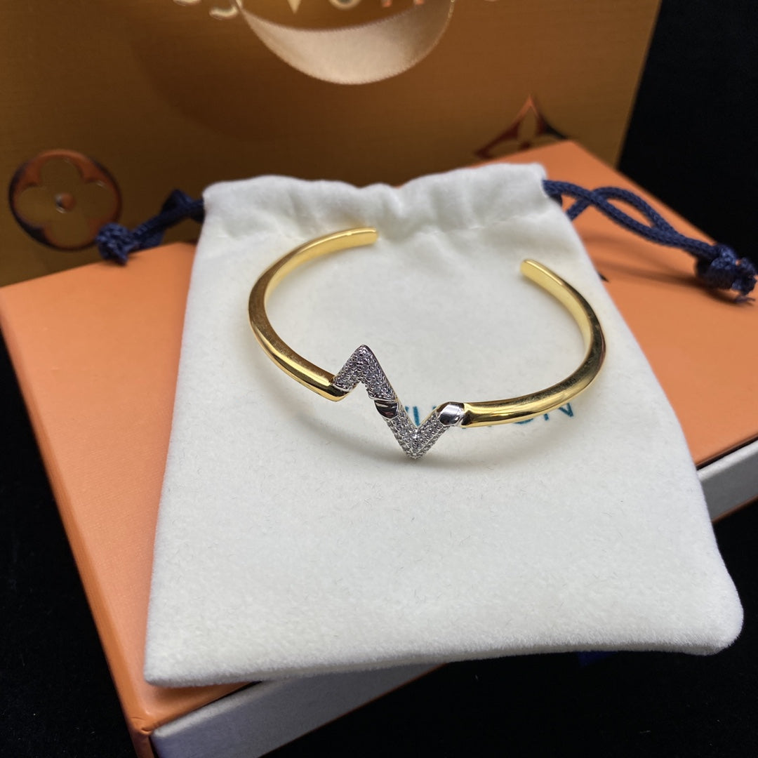 [Polaidi Jewelry]VOLTE UPSITE DOWN DIAMOND GOLD OPEN BRACELET
