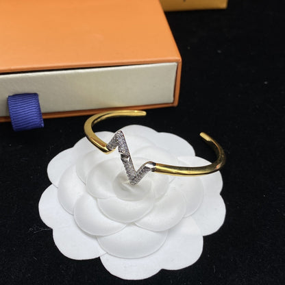 [Polaidi Jewelry]VOLTE UPSITE DOWN DIAMOND GOLD OPEN BRACELET
