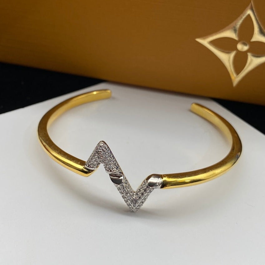 [：Polaidi Jewelry]VOLTE UPSITE DOWN DIAMOND GOLD OPEN BRACELET