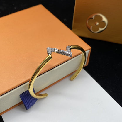 [Polaidi Jewelry]VOLTE UPSITE DOWN DIAMOND GOLD OPEN BRACELET