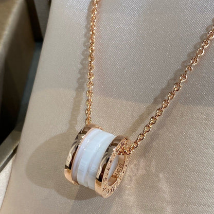 [Polaidi Jewelry]ZERO 1 WHITE CERAMIC PINK GOLD NECKLACE