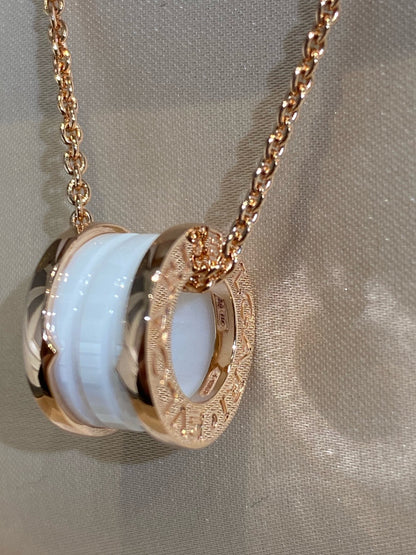 [Polaidi Jewelry]ZERO 1 WHITE CERAMIC PINK GOLD NECKLACE