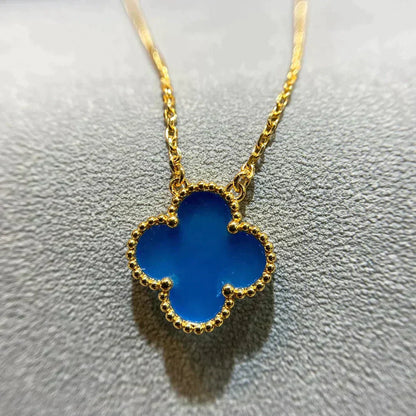 [Polaidi Jewelry]CLOVER 15MM BLUE AGATE NECKLACE