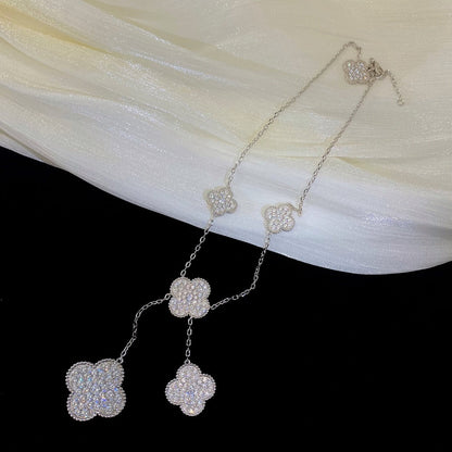 [Polaidi Jewelry]CLOVER 5 MOTIFS SILVER DIAMONDS NECKLACE