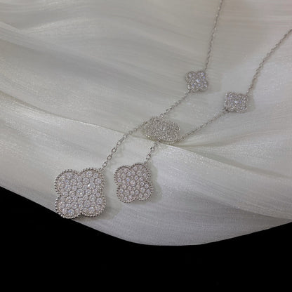 [Polaidi Jewelry]CLOVER 5 MOTIFS SILVER DIAMONDS NECKLACE