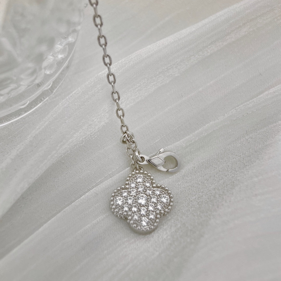 [Polaidi Jewelry]CLOVER 5 MOTIFS SILVER DIAMONDS NECKLACE