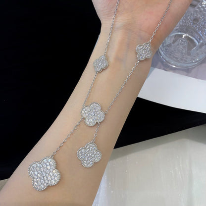 [：Polaidi Jewelry]CLOVER 5 MOTIFS SILVER DIAMONDS NECKLACE