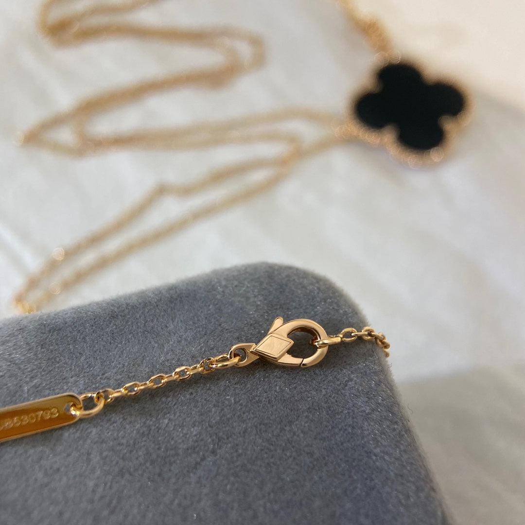[Polaidi Jewelry]CLOVER 25MM NECKLACE GOLD ONYX