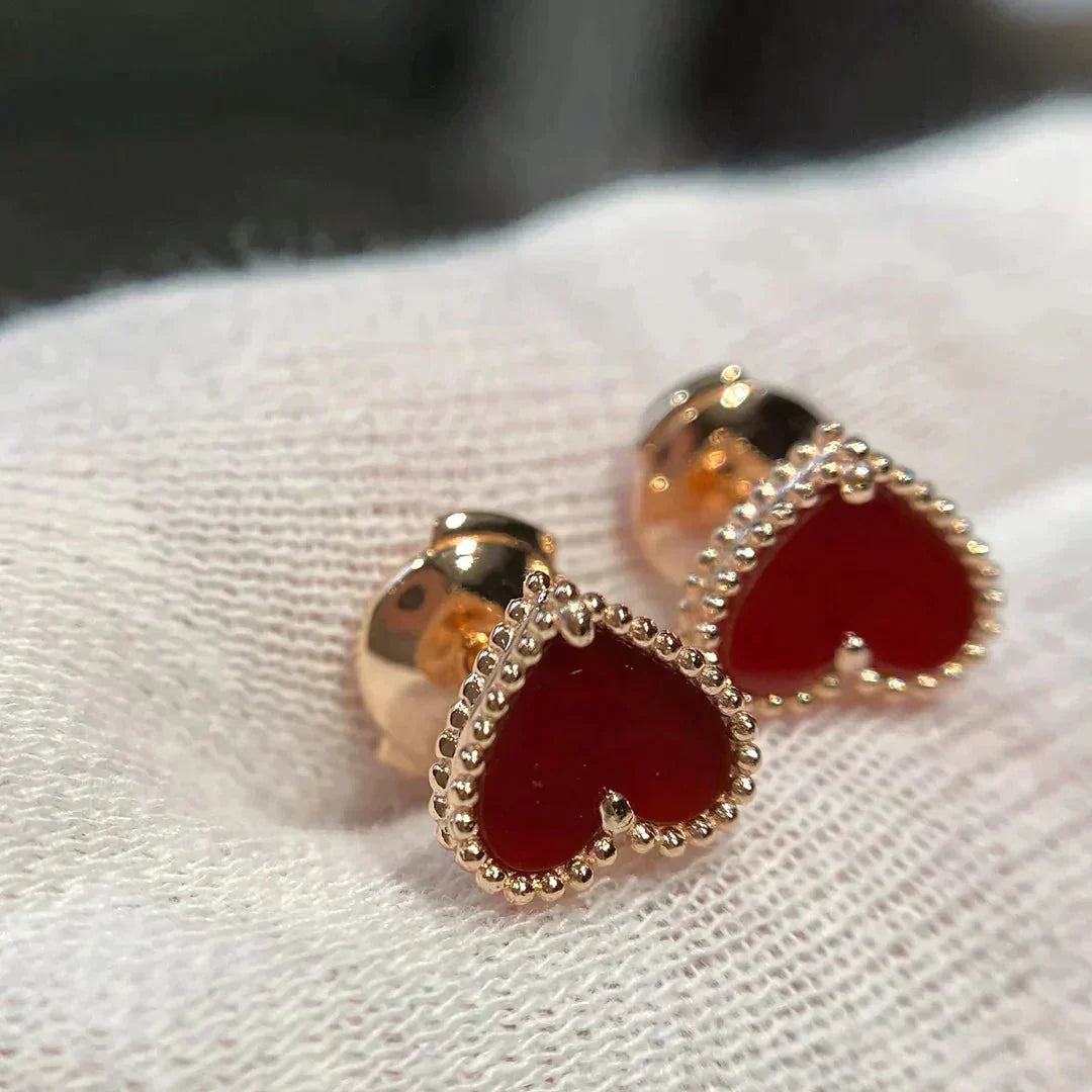 [：Polaidi Jewelry]HEART CARNELIAN STUD EARRINGS