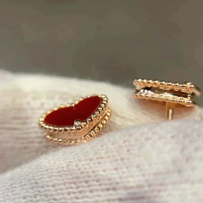 [Polaidi Jewelry]HEART CARNELIAN STUD EARRINGS