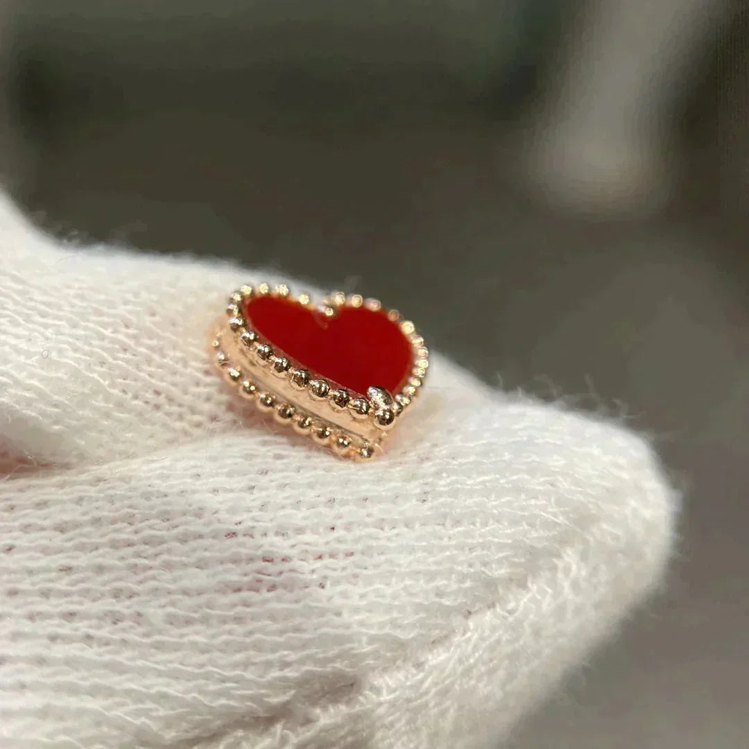 [：Polaidi Jewelry]HEART CARNELIAN STUD EARRINGS