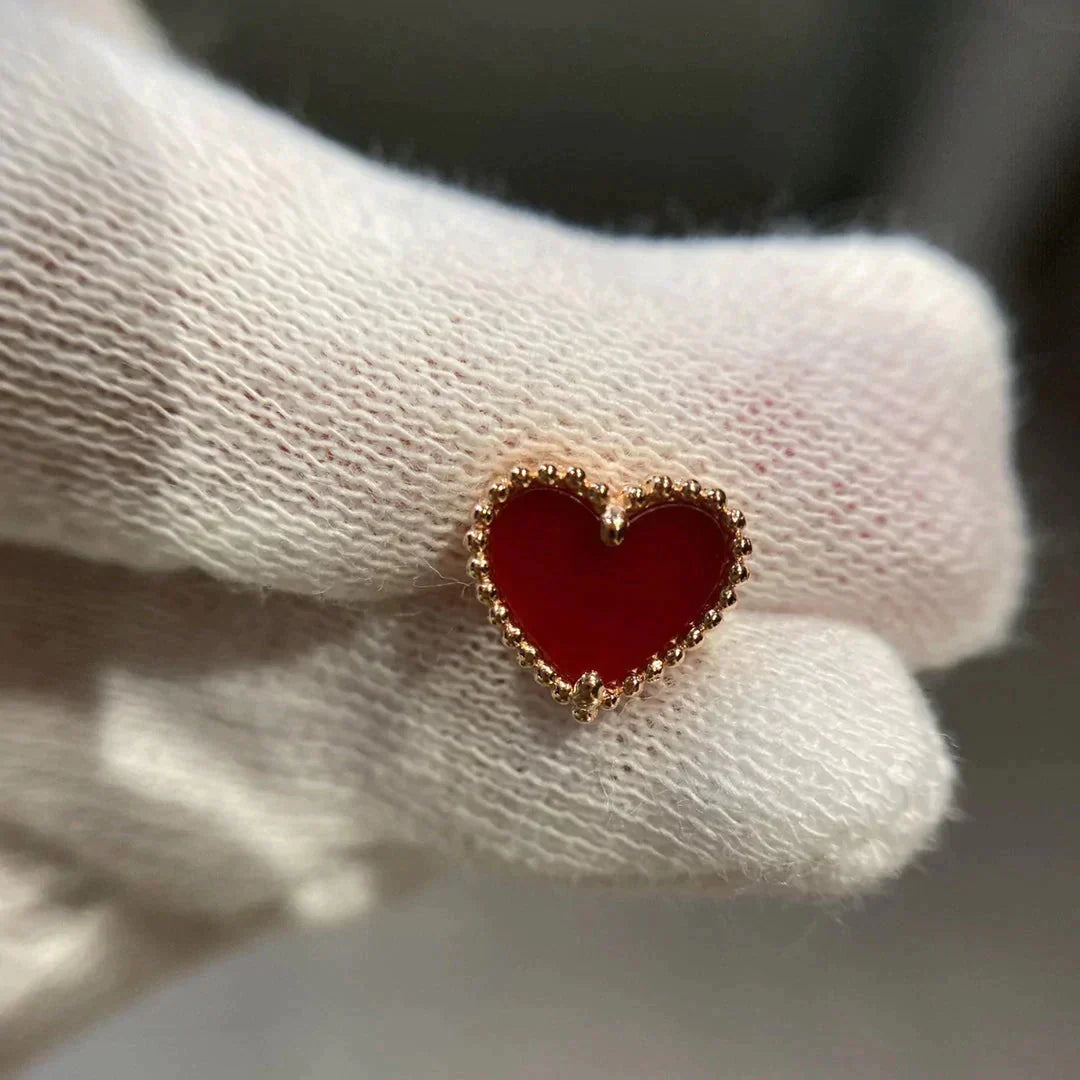 [：Polaidi Jewelry]HEART CARNELIAN STUD EARRINGS