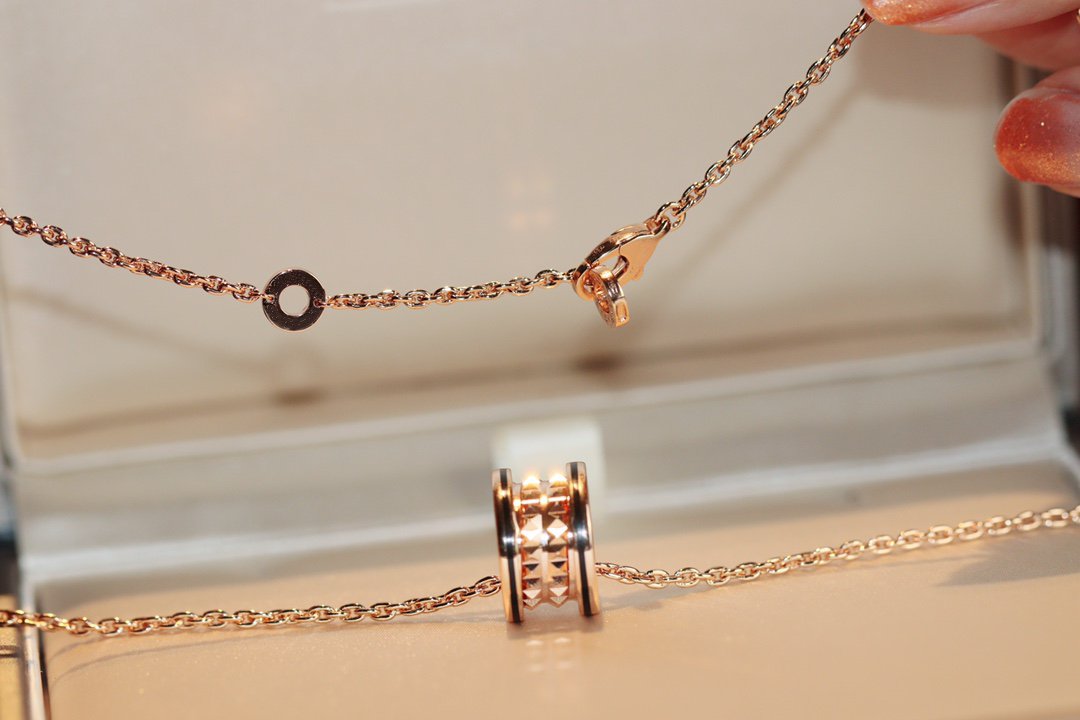 [Polaidi Jewelry]ZERO 1 ROCK PEDANT PINK GOLD BLACK NECKLACE