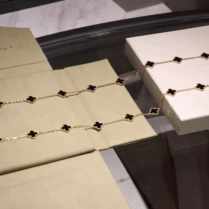 [：Polaidi Jewelry]CLOVER 20 MOTIFS ONYX NECKLACE