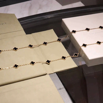 [：Polaidi Jewelry]CLOVER 20 MOTIFS ONYX NECKLACE