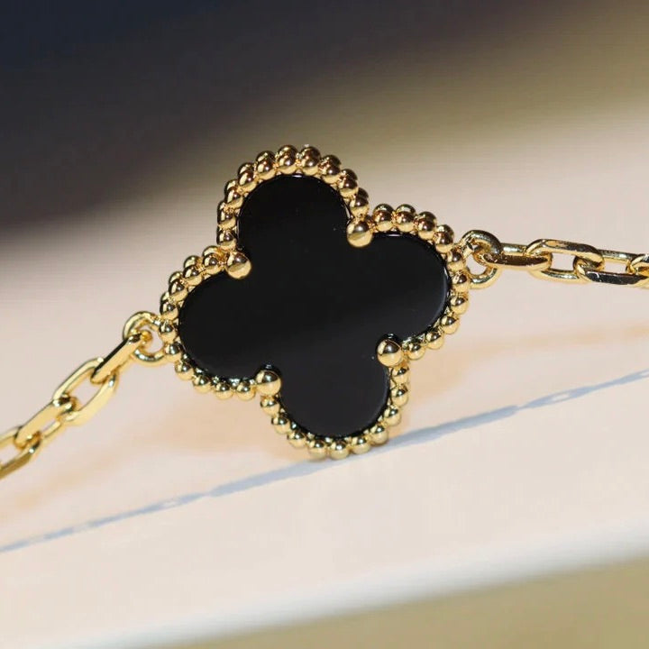 [：Polaidi Jewelry]CLOVER 20 MOTIFS ONYX NECKLACE