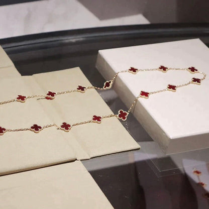[Polaidi Jewelry]CLOVER 20 MOTIFS CARNELIAN NECKLACE
