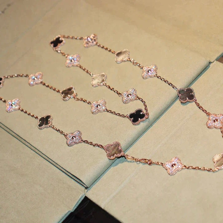 [：Polaidi Jewelry]CLOVER 20 MOTIFS DARK MOP DIAMOND  NECKLACE