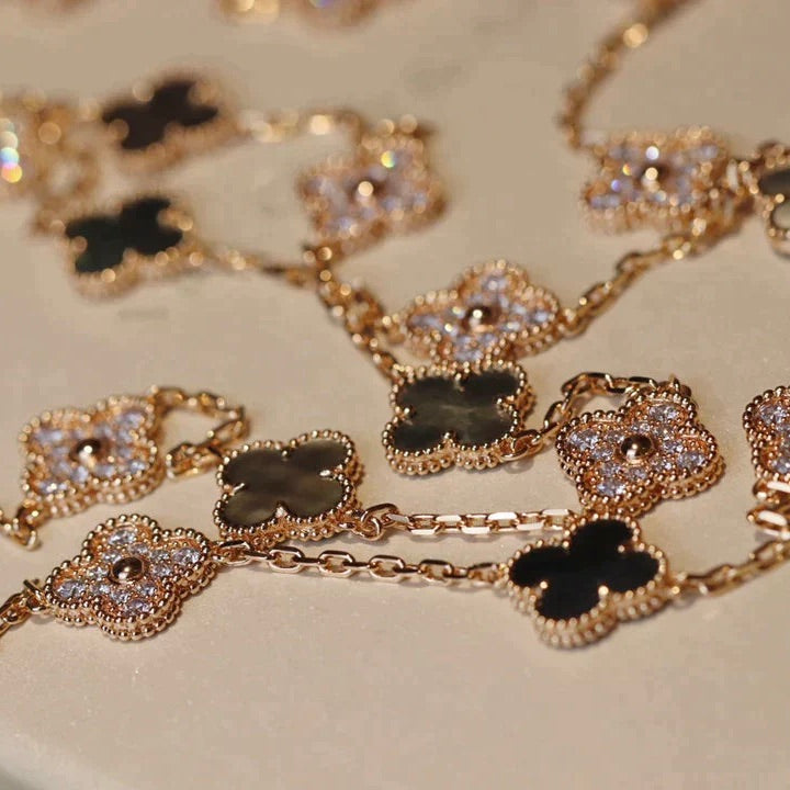[Polaidi Jewelry]CLOVER 20 MOTIFS DARK MOP DIAMOND  NECKLACE