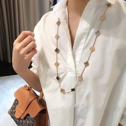 [Polaidi Jewelry]CLOVER 20 MOTIFS DARK MOP DIAMOND  NECKLACE
