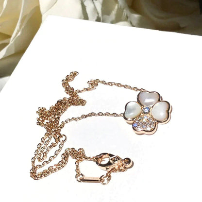 [Polaidi Jewelry]CLOVER MOP DIAMOND ROSE GOLD NECKLACE