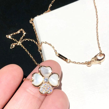 [Polaidi Jewelry]CLOVER MOP DIAMOND ROSE GOLD NECKLACE