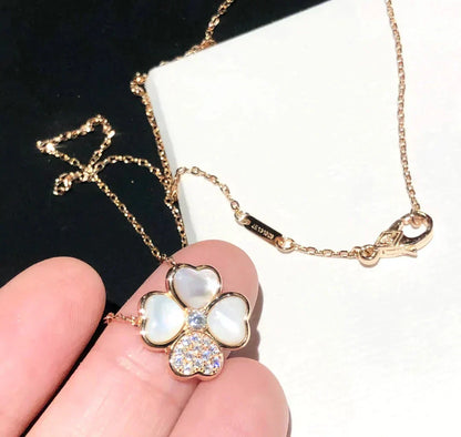 [Polaidi Jewelry]CLOVER MOP DIAMOND ROSE GOLD NECKLACE