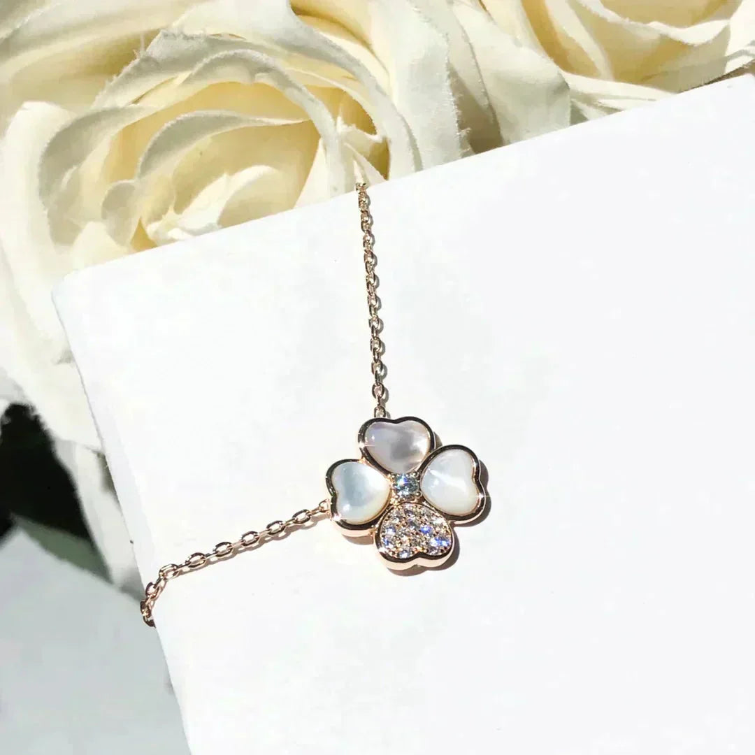 [Polaidi Jewelry]CLOVER MOP DIAMOND ROSE GOLD NECKLACE