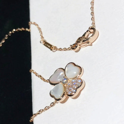 [：Polaidi Jewelry]CLOVER MOP DIAMOND ROSE GOLD NECKLACE